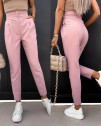 Pantalon de damă cu talie înaltă 6374 roz