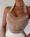 Rochie de damă cu perle Z1678 albă