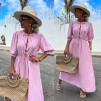Rochie lungă de damă K6304 roz