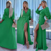 Rochie lungă de damă cu centură A1570 verde