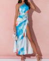Rochie de damă in culori iridescente L9008 albastră