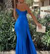 Rochie lungă, elegantă de damă 24092 albastră
