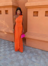 Rochie lungă, elegantă de damă 24092 portocaliu