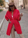 Cardigan de damă cu centură K87001 roșu