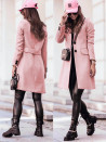 Palton elegant de damă K61523 roz