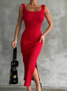 Rochie de damă cu fantă 9712120 roșu
