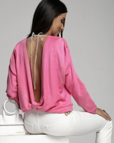 Bluză de damă cu spatele gol 6753 roz