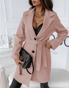Palton de dama cu curea 8585 roz