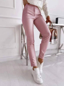 Pantaloni unicolor de damă 6282 roz