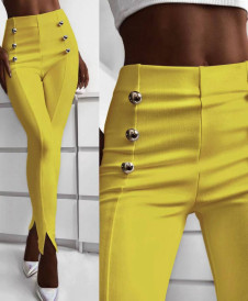 Pantalon de damă cu fante 5517 galben