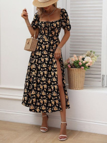 Дамска рокля с флорални мотиви 7776044 черен 