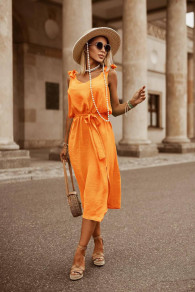Rochie de damă sub genunchi A1022 portocaliu