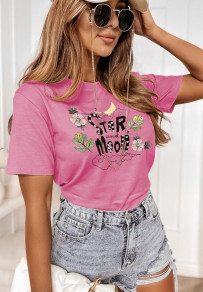 Tricou de damă cu imprimeu K0078 roz