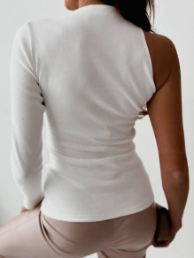 Bluză de damă, cu o mânecă  EM1605 alb