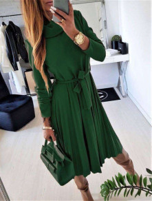 Rochie lungă de damă cu centură A3227 verde