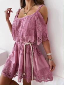 Rochie din dantelă pentru femei K8060 roz