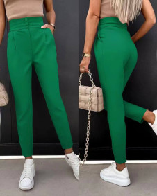 Pantalon de damă cu talie înaltă 6374 verde
