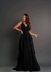 Rochie lungă formală de damă K200231 neagră
