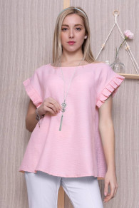 Bluză de damă cu colier K1152 roz
