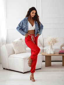 Pantaloni largi de damă X3572 roșu