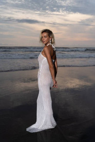 Rochie de damă pentru plajă N1296 albă