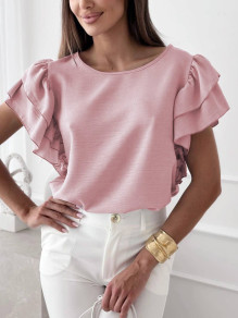 Bluză de damă cu mâneci spectaculoase K6337 roz