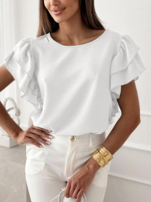 Bluză de damă cu mâneci spectaculoase K6337 albă