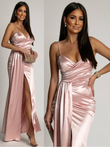 Rochie lungă elegantă de damă K5479 roz