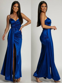 Rochie lungă elegantă de damă K5479 albastră