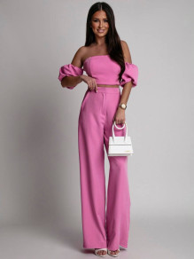 Compleu bluză și pantaloni de damă 24619 roz