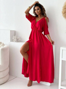 Rochie de damă cu crăpătură L8831 roșie