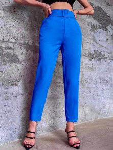 Pantaloni de damă cu centură K6601 albastru