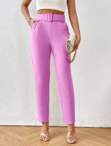 Pantaloni de damă cu centură K6601 roz
