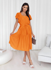 Rochie de damă, lungă până la genunchi, A1743 portocaliu
