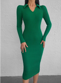 Rochie de damă din tricot J2005 verde