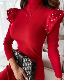 Rochie de damă cu perle J0129 roșu