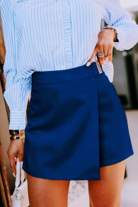 Fustă-Pantaloni de damă cu suprapunere A1626 albastru