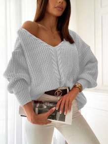 Pulover de damă cu un spectaculos tricot 1517 gri