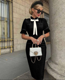 Rochie elegantă de damă cu broșă NI2051 neagră