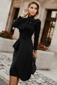 Rochie elegantă de damă cu panglică B8887 neagră