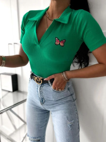 Bluză de damă din tricot cu imprimeu fluturi 9992301 verde
