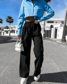 Pantaloni de damă cu buzunare K00323 negri