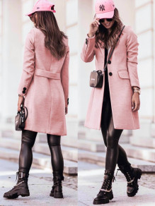 Palton elegant de damă K61523 roz