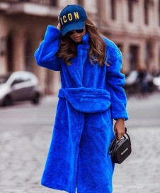 Palton pufos de damă K20221 albastru