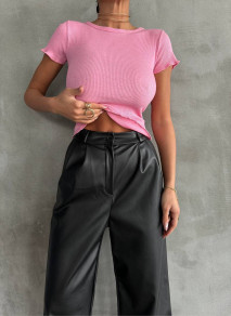 Bluză de damă in dungi cu mânecă scurtă 972190 roz