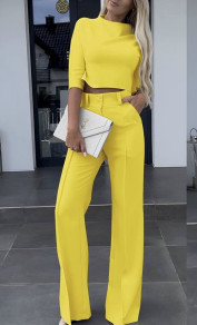Compleu bluză și pantaloni de damă A1270 galben