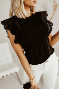 Bluză de damă cu dantelă P5187 neagră