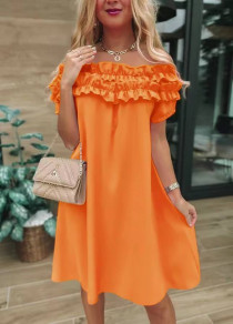 Rochie de damă cu umerii deschiși X6503 portocaliu
