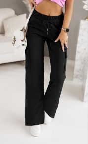 Pantaloni largi de damă K6616 negru