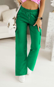 Pantaloni largi de damă K6616 verzi